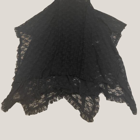 Areve S Black Lace Dress | Handkerchief Hem, Romantic Fit & Flare, Cottagecore - Picture 5 of 7